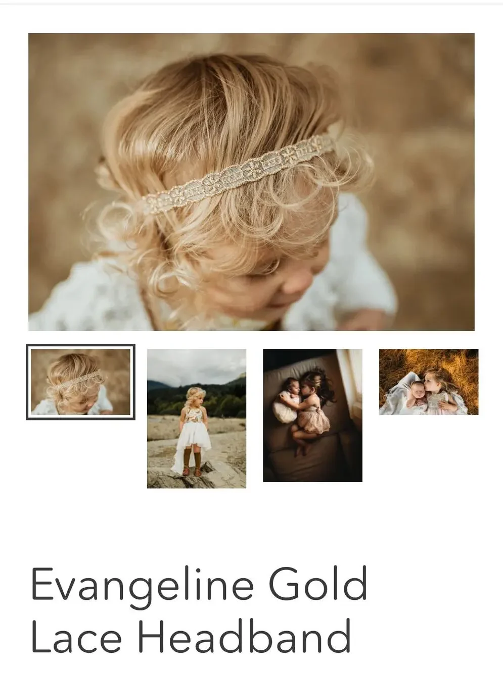 Eleina May & Co. Evangeline Gold Lace Headband
